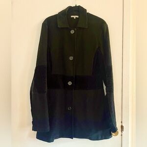 James Perse | Black Cotton and Velvet Two Texture Fall Coat | Size 3